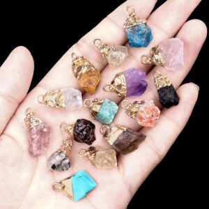 Customizable Semi-Precious Stone Raw Crystal Pendants - Manufacturer-Direct with OEM/ODM Service for Jewelry Making, Gifting, and Retail Markets Crystal agate raw stone gilded electroplated small pendant semi-finished product