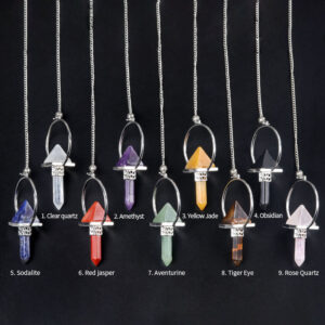 Customizable Semi-Precious Stone Crystal Point Pendulums - Manufacturer-Direct with OEM/ODM Service for Spiritual, Divination, and Retail Markets Amethyst Pyramid Hexagonal Pillar Spirit Pendant