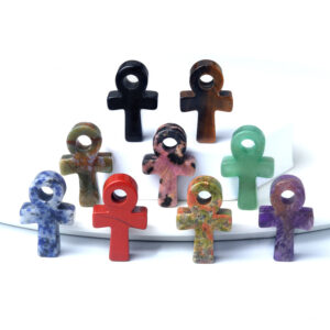 Customizable Semi-Precious Stone Ankh Figurines - Manufacturer-Direct with OEM/ODM Service for Spiritual, Decor, and Retail Markets Crystal Agate Stone Ankh Cross Pendant