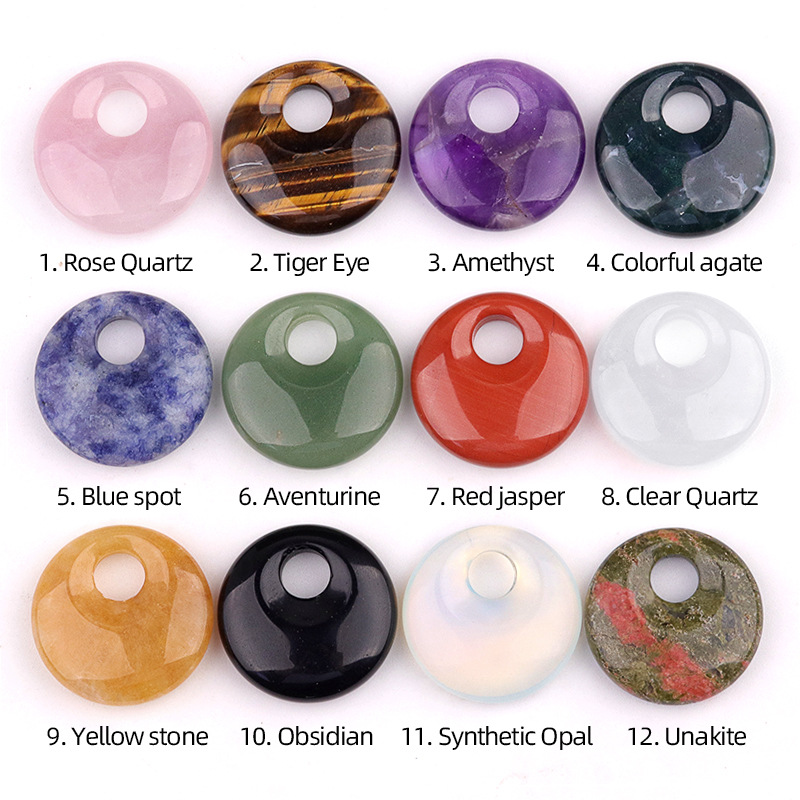 Customizable Semi-Precious Stone Donut-Shaped Beads - Manufacturer-Direct with OEM/ODM Service for Jewelry Making, Fashion, and Retail Markets Side punching of the holes on the safe side of the purple pink white crystal large hole stone - Image 3