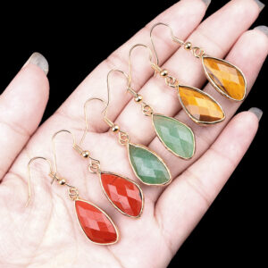 Customizable Semi-Precious Stone Teardrop Earrings - Manufacturer-Direct with OEM/ODM Service for Fashion, Gifting, and Retail Markets Amethyst Pink Crystal Copper Edges