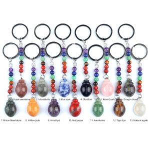 Customizable Semi-Precious Stone Egg-Shaped Keychains - Manufacturer-Direct with OEM/ODM Service for Gifting, Retail, and Personal Accessory Niches Colorful crystal stone beetle keychain