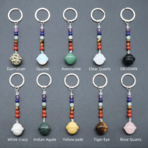 Customizable Semi-Precious Stone Keychains - Manufacturer-Direct with OEM/ODM Service for Gifting, Retail & Personal Accessory Scenarios Natural crystal colorful stone planet keychain