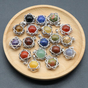 Customizable Semi-Precious Stone Wire-Wrapped Star Pendants - Manufacturer-Direct with OEM/ODM Service for Jewelry, Gifting, and Retail Markets Hexagram Pendant