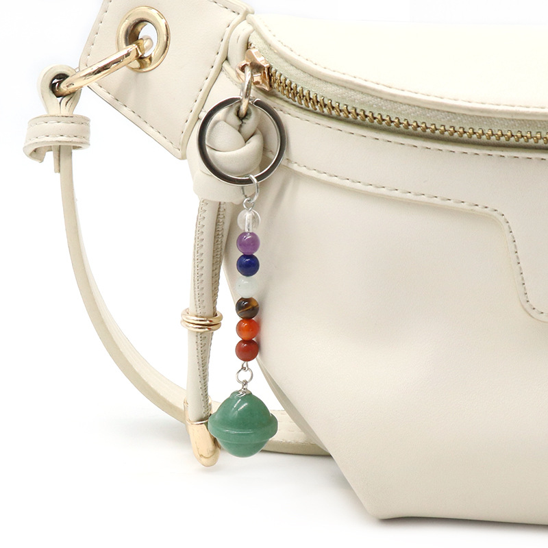 Customizable Semi-Precious Stone Keychains - Manufacturer-Direct with OEM/ODM Service for Gifting, Retail & Personal Accessory Scenarios Natural crystal colorful stone planet keychain — изображение 4