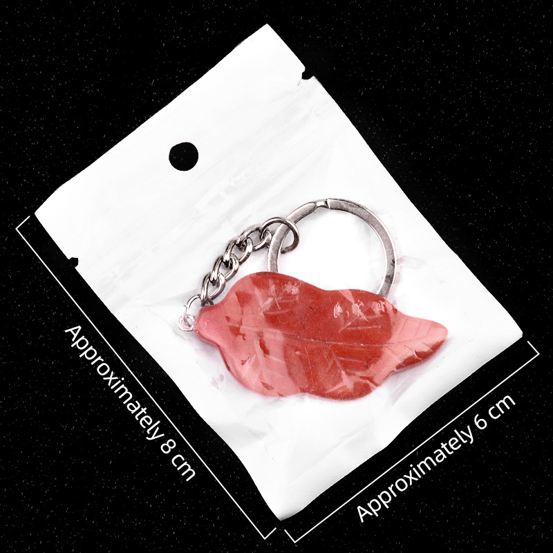 Customizable Semi-Precious Stone Leaf-Shaped Keychains - Manufacturer-Direct with OEM/ODM Service for Gifting, Retail, and Nature-Inspired Accessory Markets Leaf crystal agate semi precious stone keychain - Image 4