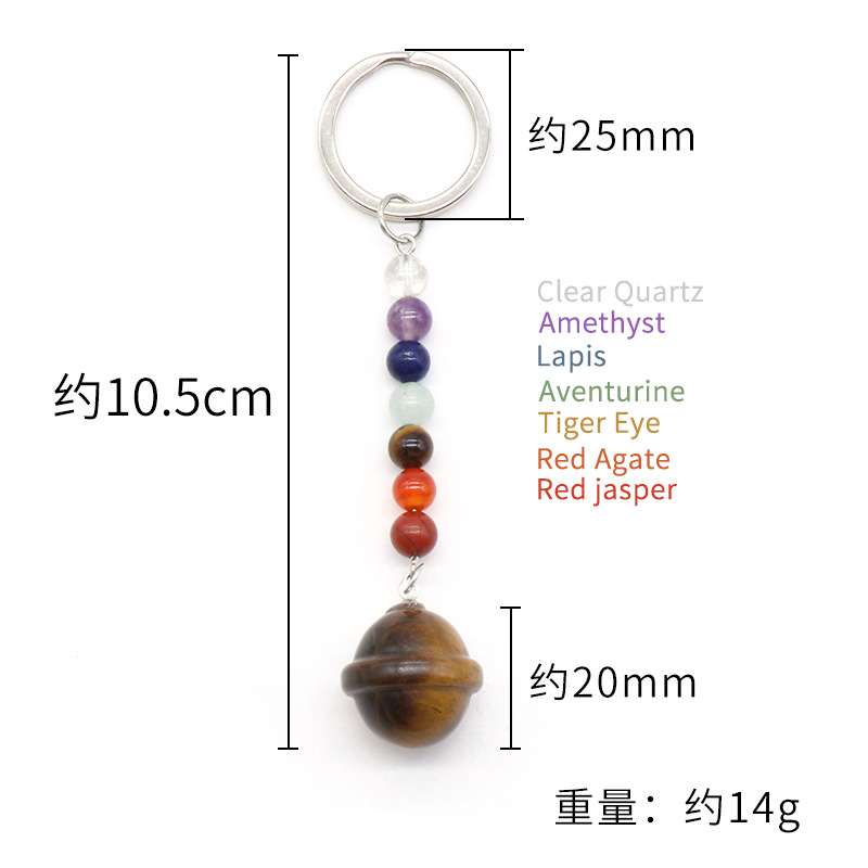 Customizable Semi-Precious Stone Keychains - Manufacturer-Direct with OEM/ODM Service for Gifting, Retail & Personal Accessory Scenarios Natural crystal colorful stone planet keychain — изображение 3