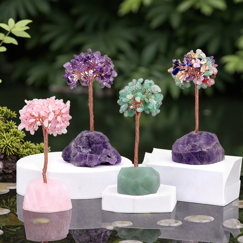 Customizable Semi-Precious Stone Tree of Life Figurines - Manufacturer-Direct with OEM/ODM Service for Home Decor, Spiritual, and Retail Markets Amethyst Life Tree Colorful Crystal Fortune Tree
