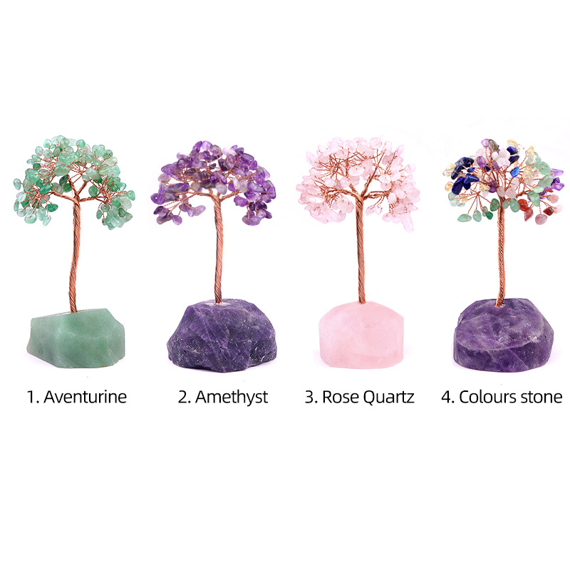 Customizable Semi-Precious Stone Tree of Life Figurines - Manufacturer-Direct with OEM/ODM Service for Home Decor, Spiritual, and Retail Markets Amethyst Life Tree Colorful Crystal Fortune Tree - Image 2