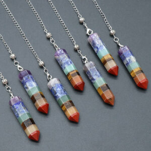 Customizable Multi-Gemstone Chakra Crystal Point Pendants - Manufacturer-Direct with OEM/ODM Service for Spiritual, Jewelry, and Retail Markets Spliced ​​natural crystal colorful stone ornaments