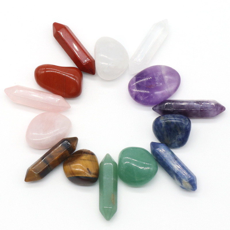 Customizable Semi-Precious Stone Chakra Crystal Set - Manufacturer-Direct with OEM/ODM Service for Spiritual Healing, Gifting, and Retail Markets Set of hexagonal column double tip 7 irregular 7 - Imagen 4